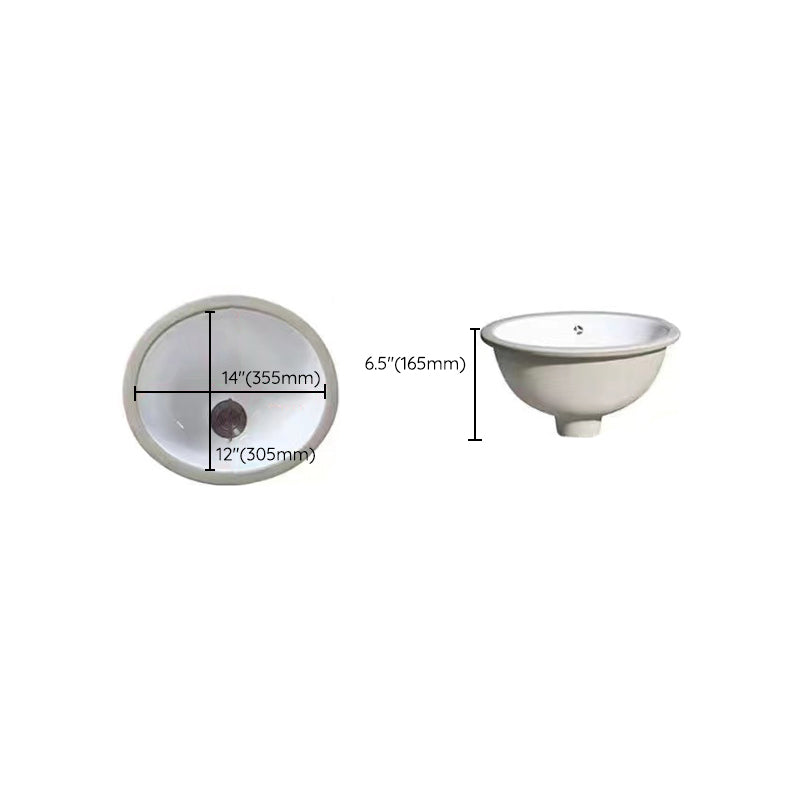 Modern Unterbauwaschbecken Oval Porzellan mit Pop-Up Abfluss