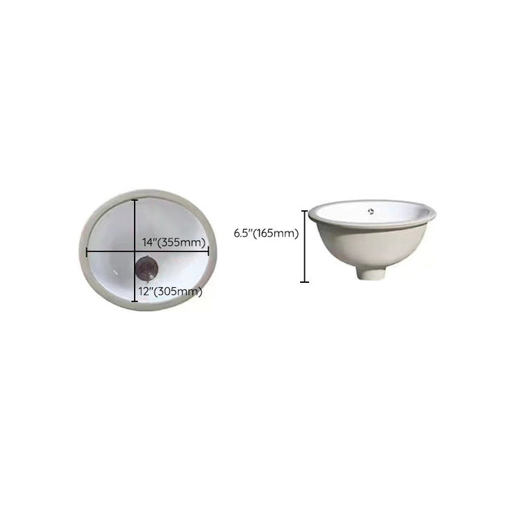 Modern Unterbauwaschbecken Oval Porzellan mit Pop-Up Abfluss