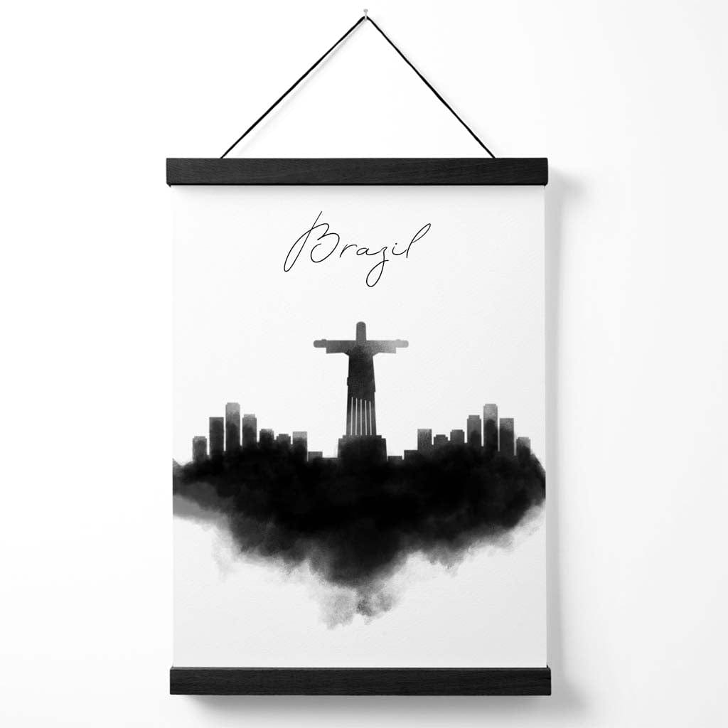 Brasilien Aquarell-Skyline-Stadtposter mit Aufhänger