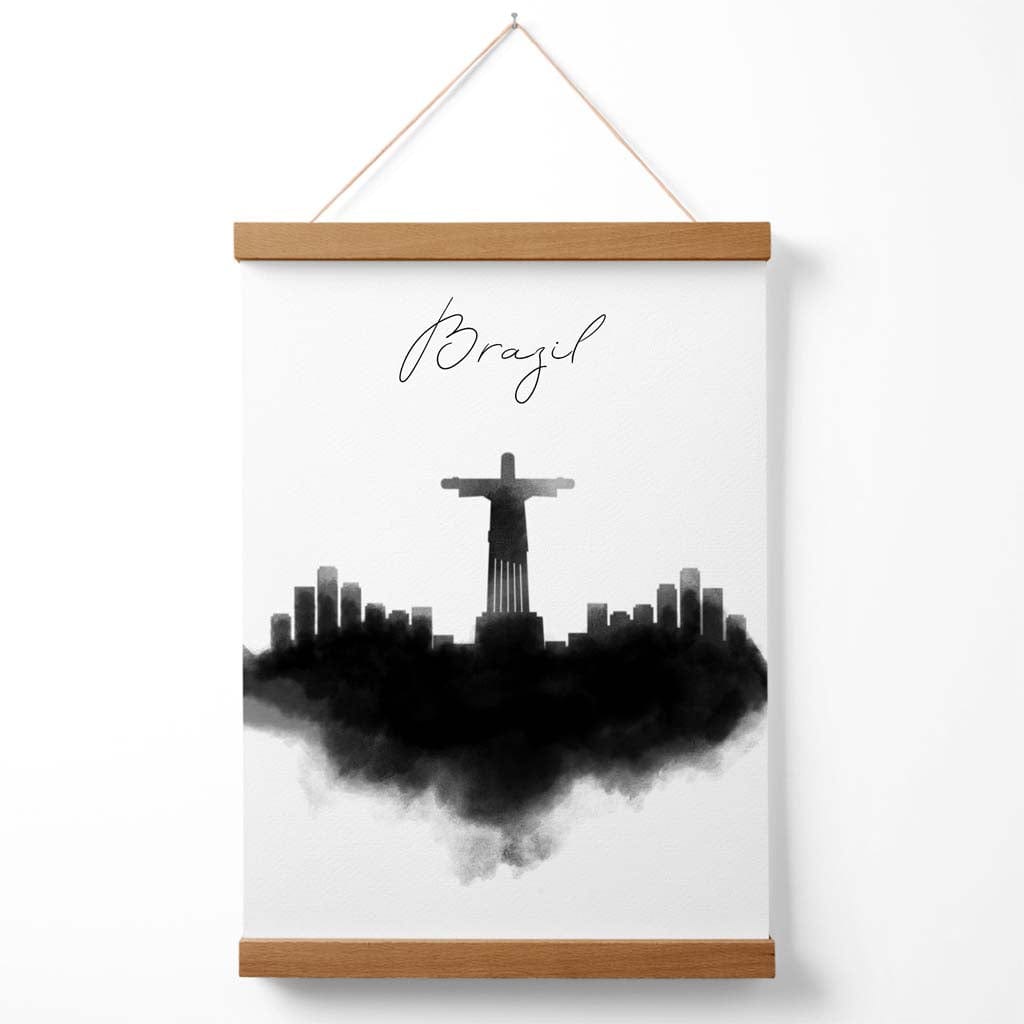 Brasilien Aquarell-Skyline-Stadtposter mit Aufhänger