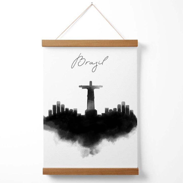 Brasilien Aquarell-Skyline-Stadtposter mit Aufhänger