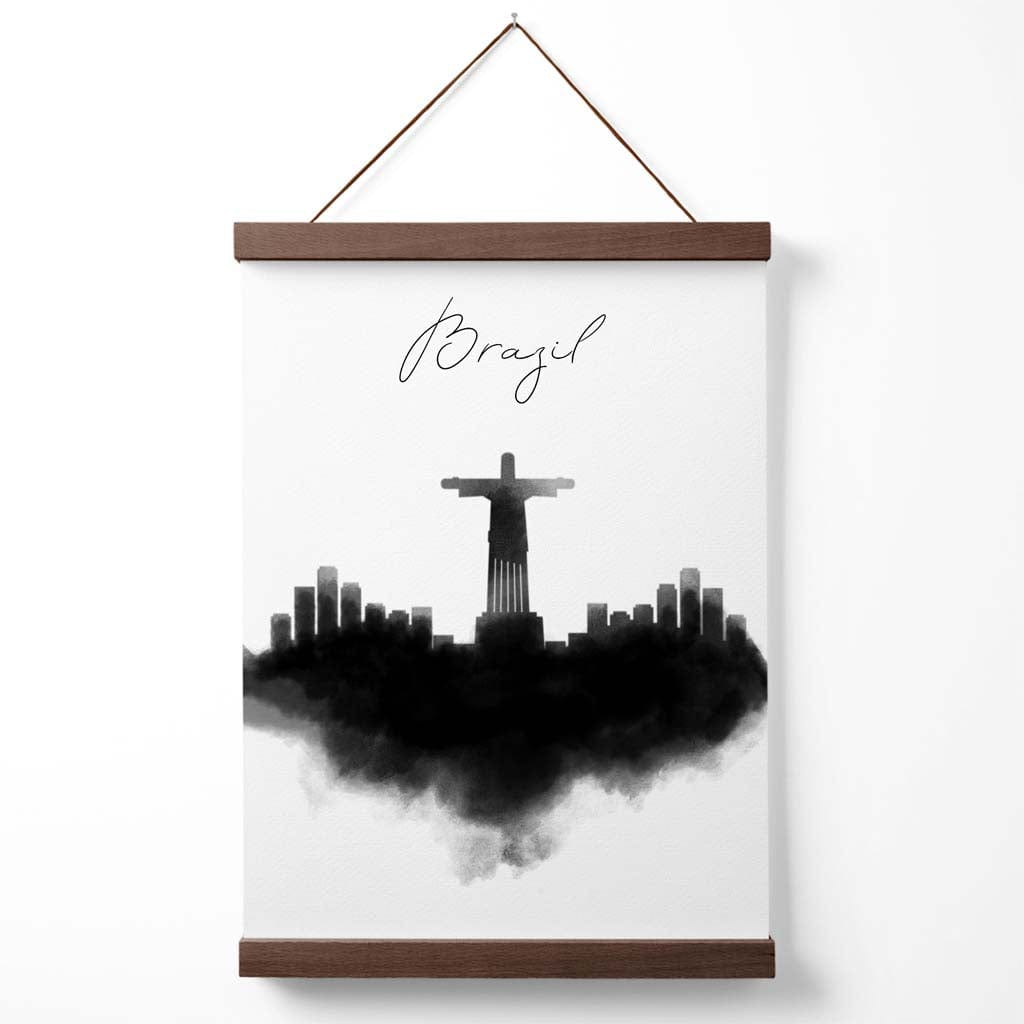 Brasilien Aquarell-Skyline-Stadtposter mit Aufhänger