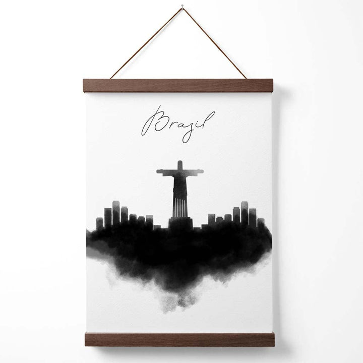 Brasilien Aquarell-Skyline-Stadtposter mit Aufhänger