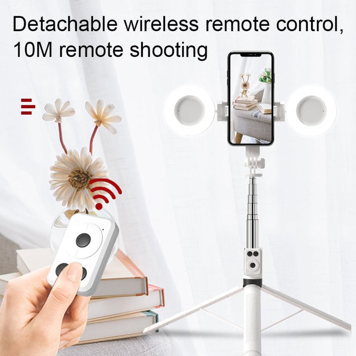 Neuer 6-in-1-Selfie-Stick mit Aufhelllicht