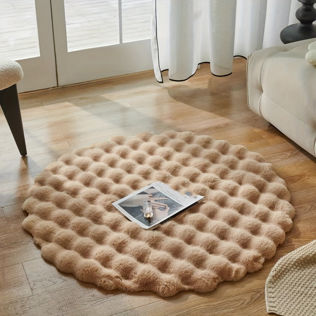 Runder flauschiger Teppich für stilvolle Räume – Weicher Teppich für Wohnzimmer & Schlafzimmer | Karnz