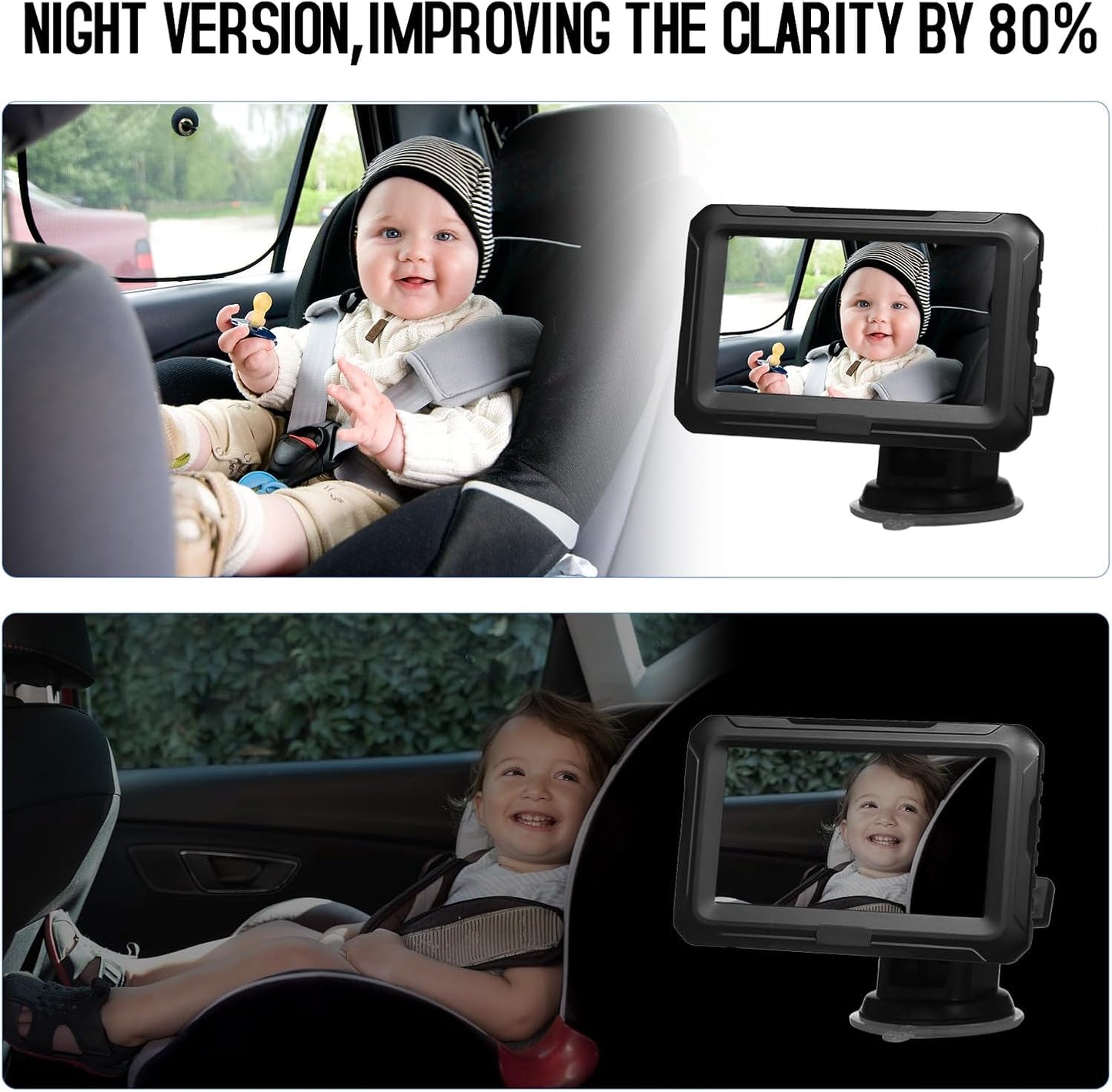 Baby-Autospiegel mit 1080P-Kamera und 4,3-Zoll-Bildschirm – Solvian