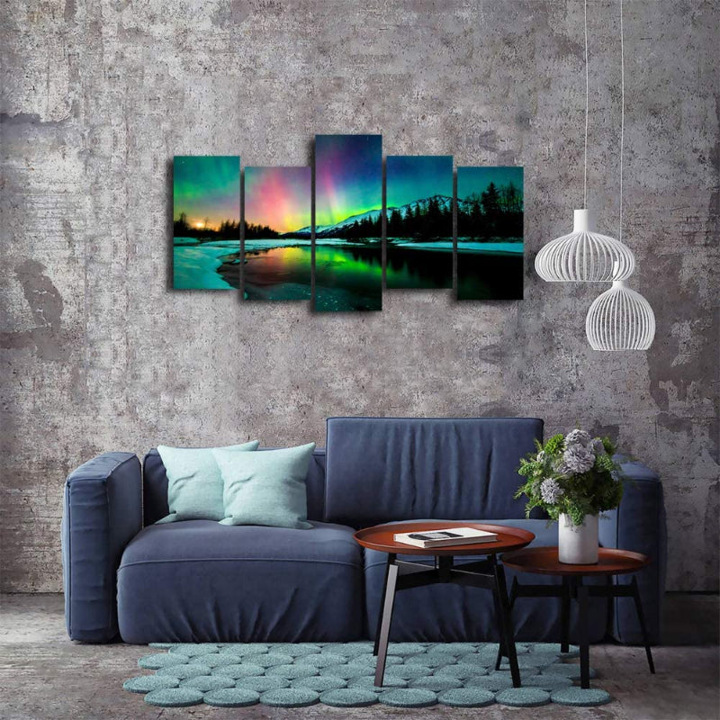 5-teiliges Aurora-Leinwand-Wandkunstgemälde