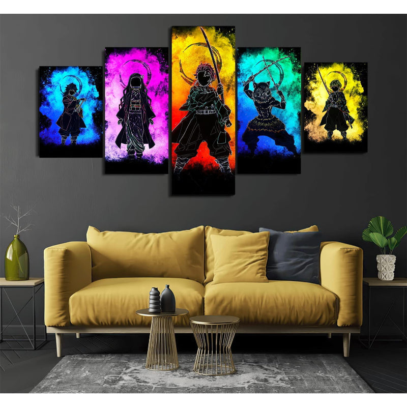 5-teilige Tanjiro Anime Leinwand Wandkunst Malerei