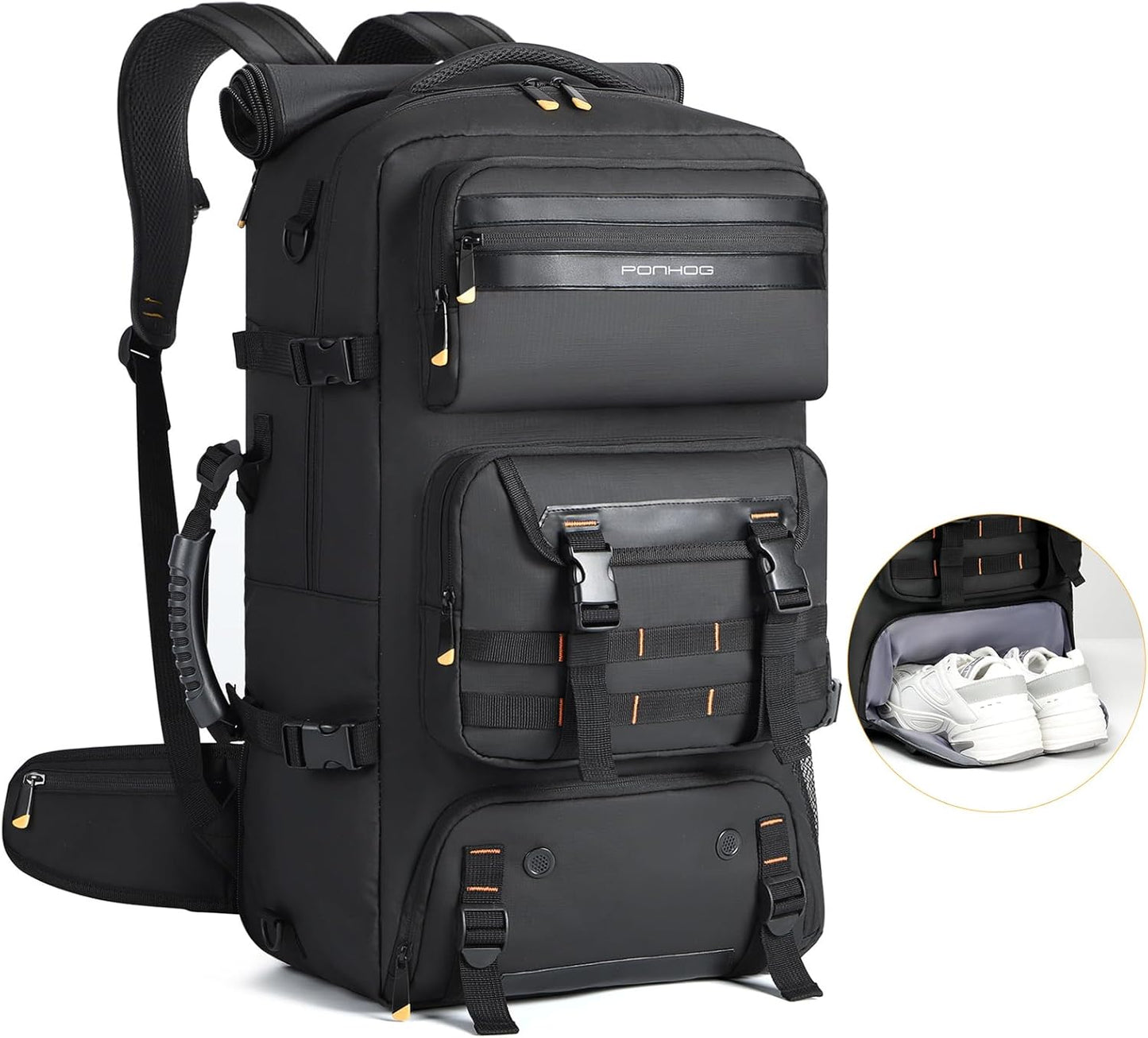 50L Flugbereiter Umwandelbarer Reise-Rucksack mit Schuhfach & USB-Anschluss | Karnz