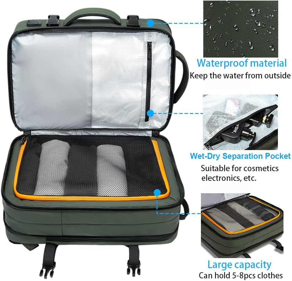 Erweiterbarer 26–45L wasserdichter Reisen-Rucksack mit Laptop-Fach & Duffle-Trage | Karnz