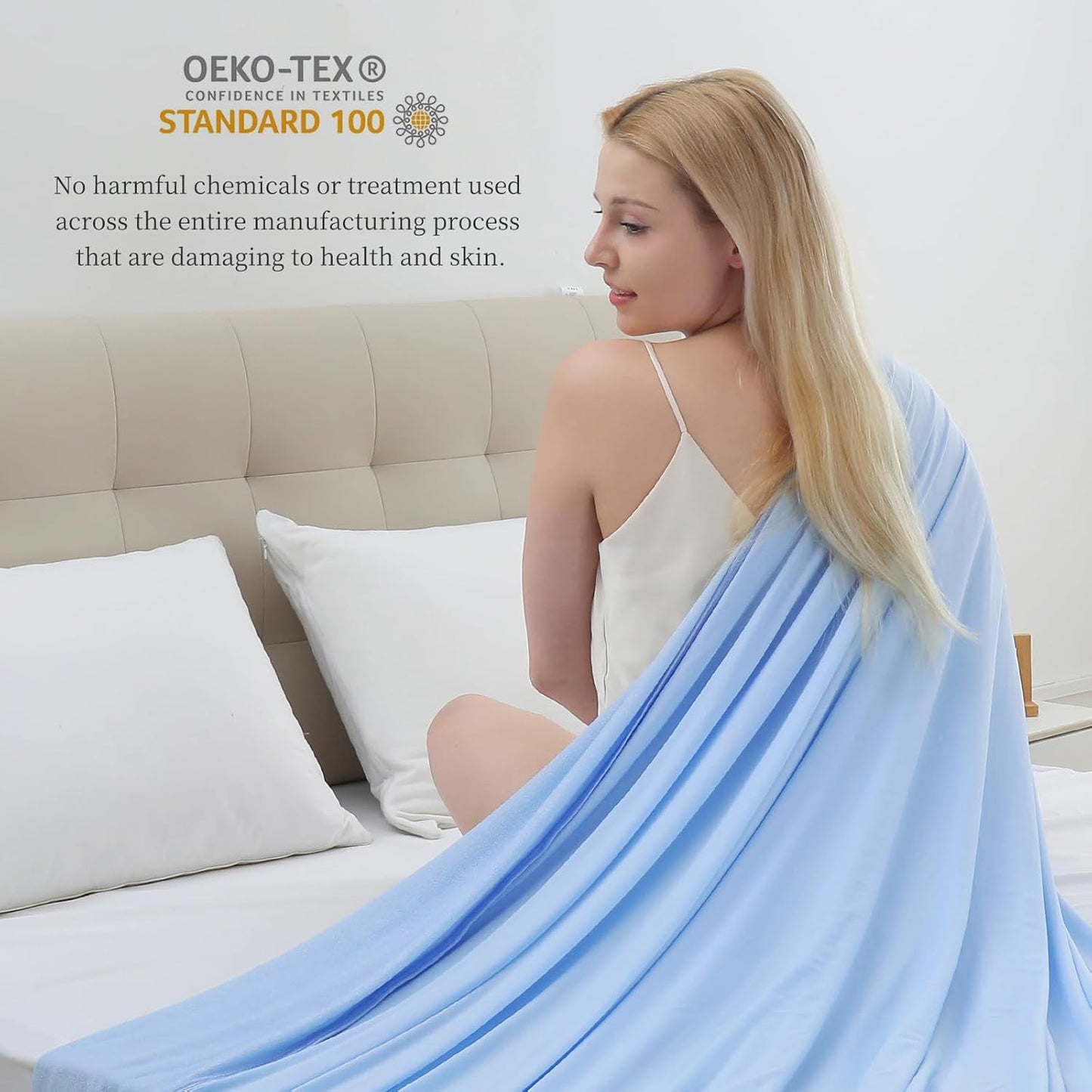 Cool Fiber Q-Max 0.4 Doppelseitige Eis-Seiden-Kühldecke – See blau | Karnz
