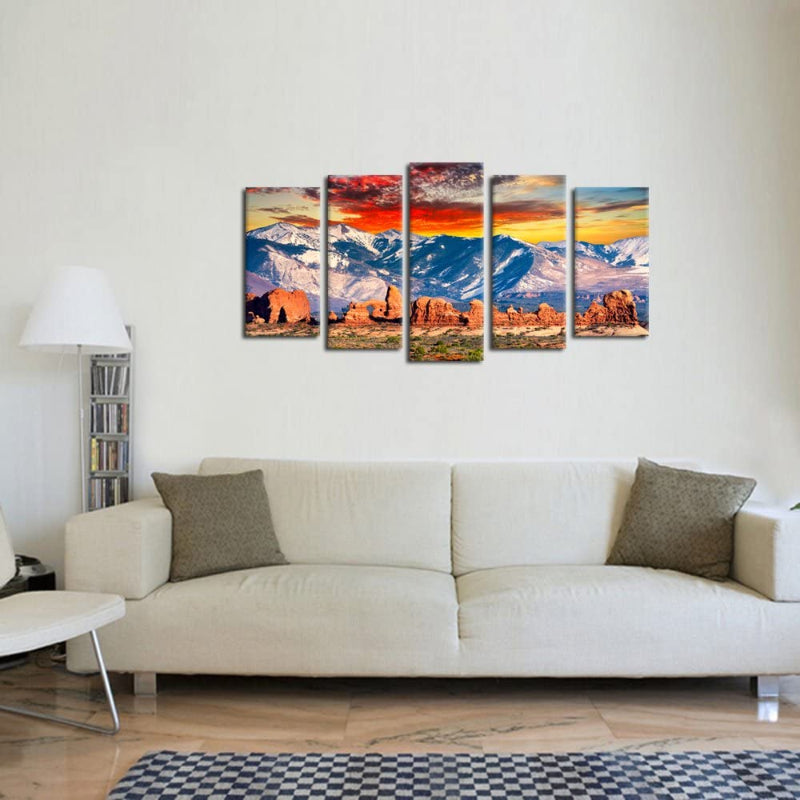 Set aus 5 Leinwandbildern mit Berglandschaftsmotiven