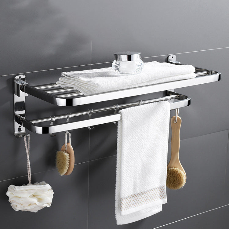 Zeitgenössisches Badezimmer-Accessoire-Set aus verchromtem Edelstahl mit Bademantelhaken/Handtuchstange