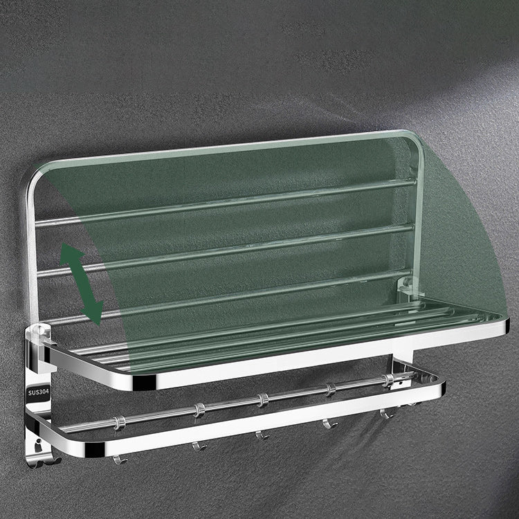 Zeitgenössisches Badezimmer-Accessoire-Set aus verchromtem Edelstahl mit Bademantelhaken/Handtuchstange