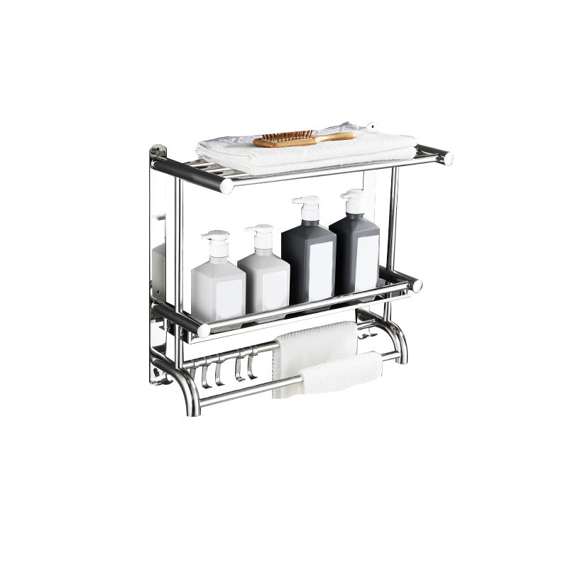 Zeitgenössisches Badezimmer-Accessoire-Set aus verchromtem Edelstahl mit Bademantelhaken/Handtuchstange