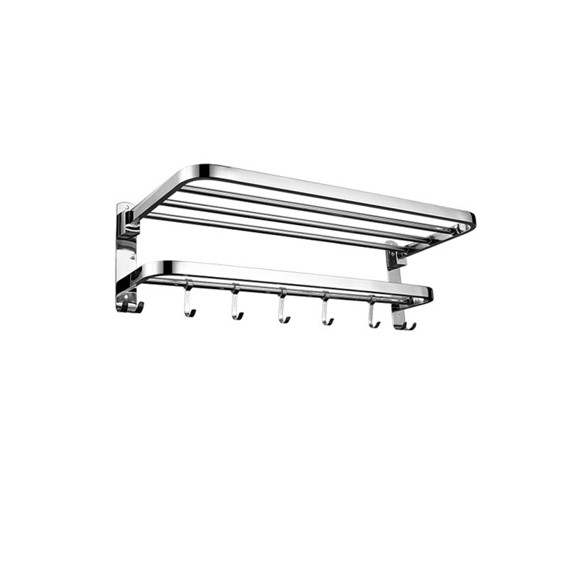 Zeitgenössisches Badezimmer-Accessoire-Set aus verchromtem Edelstahl mit Bademantelhaken/Handtuchstange