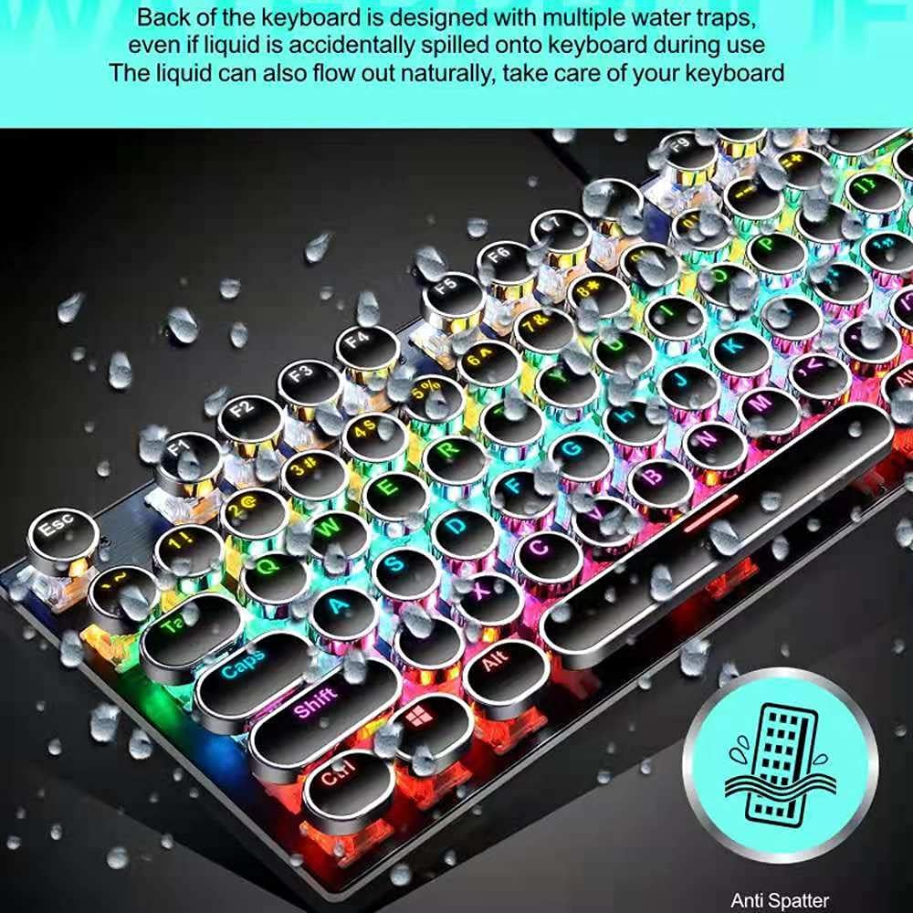 Mechanische Gaming-Tastatur mit 87 Tasten, RGB-Hintergrundbeleuchtung und blauen Schaltern