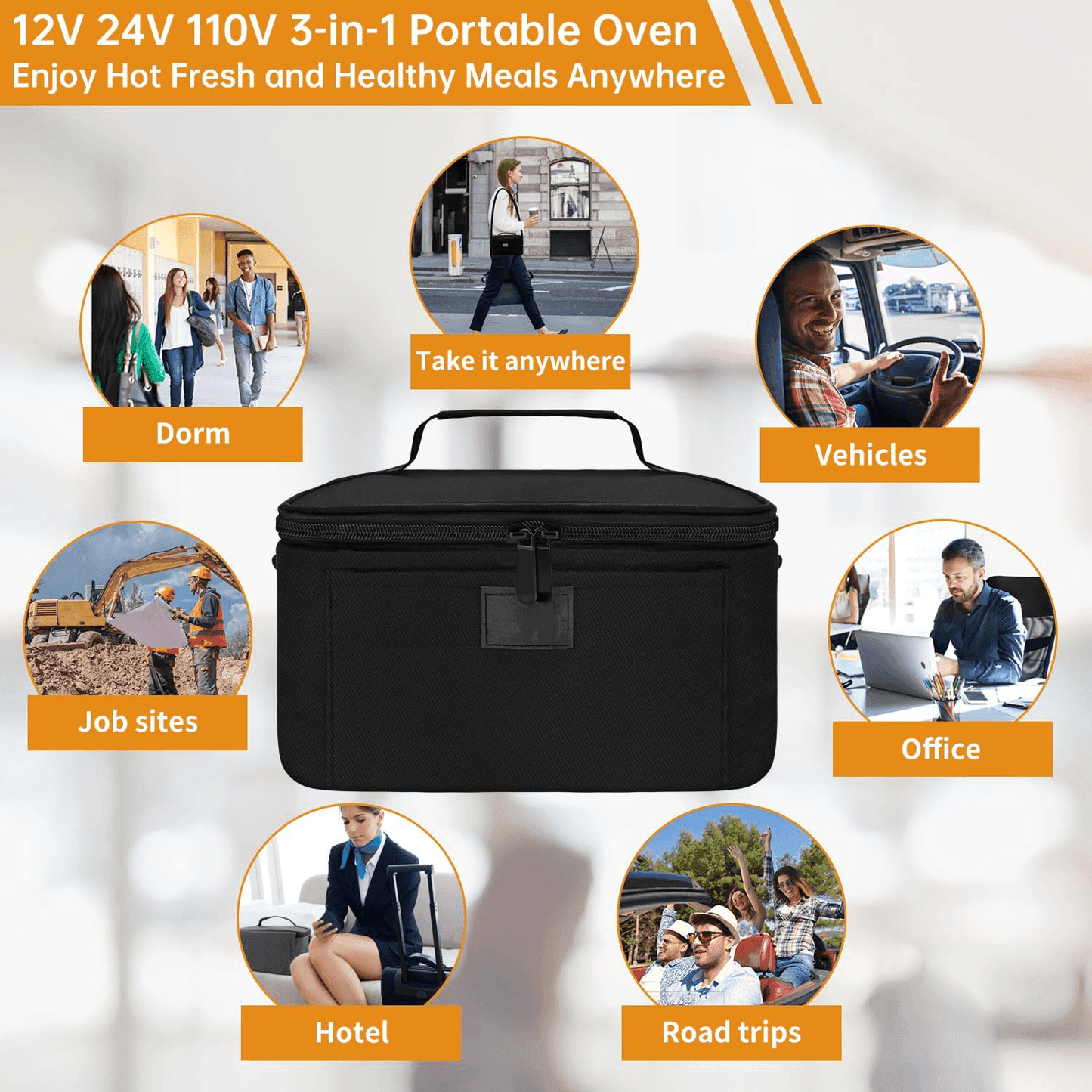 HeatGo Pro – Elektrischer tragbarer Lebensmittelwärmer Lunchbox mit 3-in-1 Anschluss | Karnz