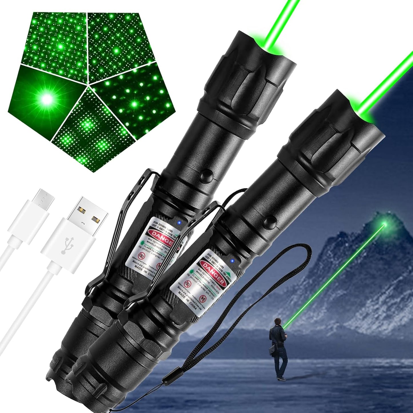 Wiederaufladbare grüne LED-Taschenlampe für den Außenbereich