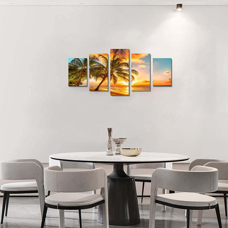 5 Stück Sunset Sea Beach Leinwand Wandkunst Malerei