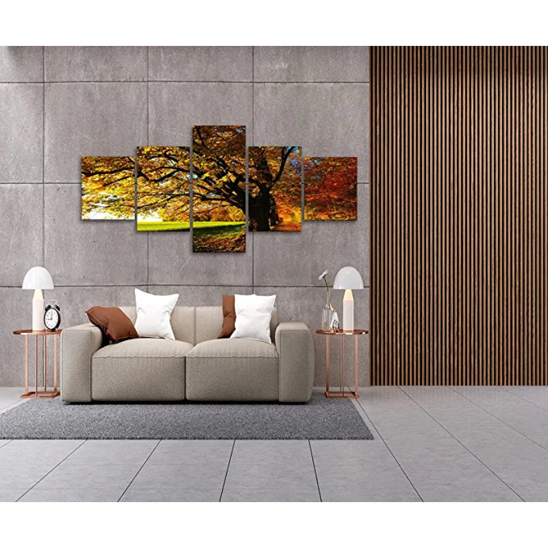 5 Stück Herbst Großbaum Landschaft Kunstdruck Leinwandmalerei