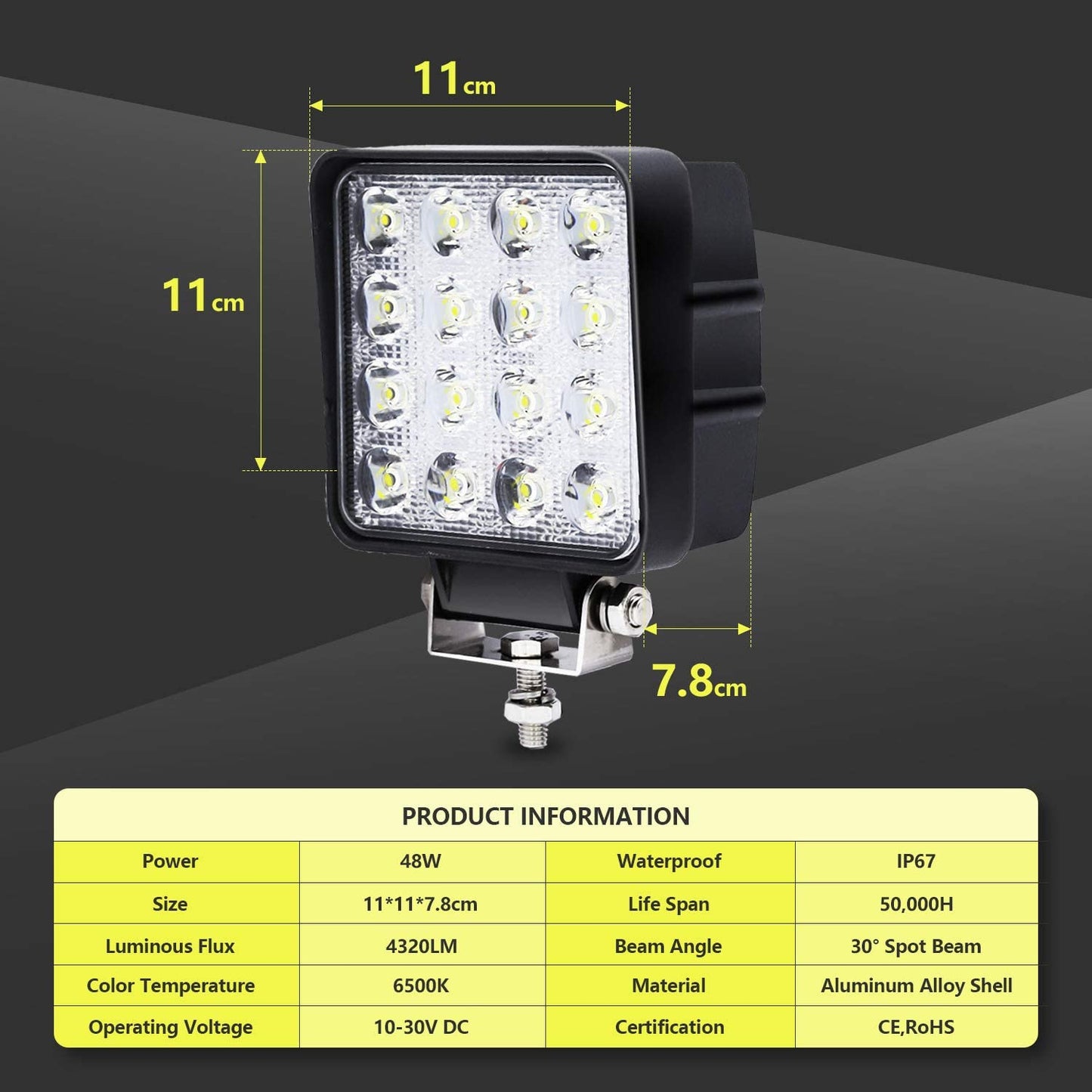 LED Arbeitsscheinwerfer 48W IP67 Rückfahrscheinwerfer 2X-10X | Karnz