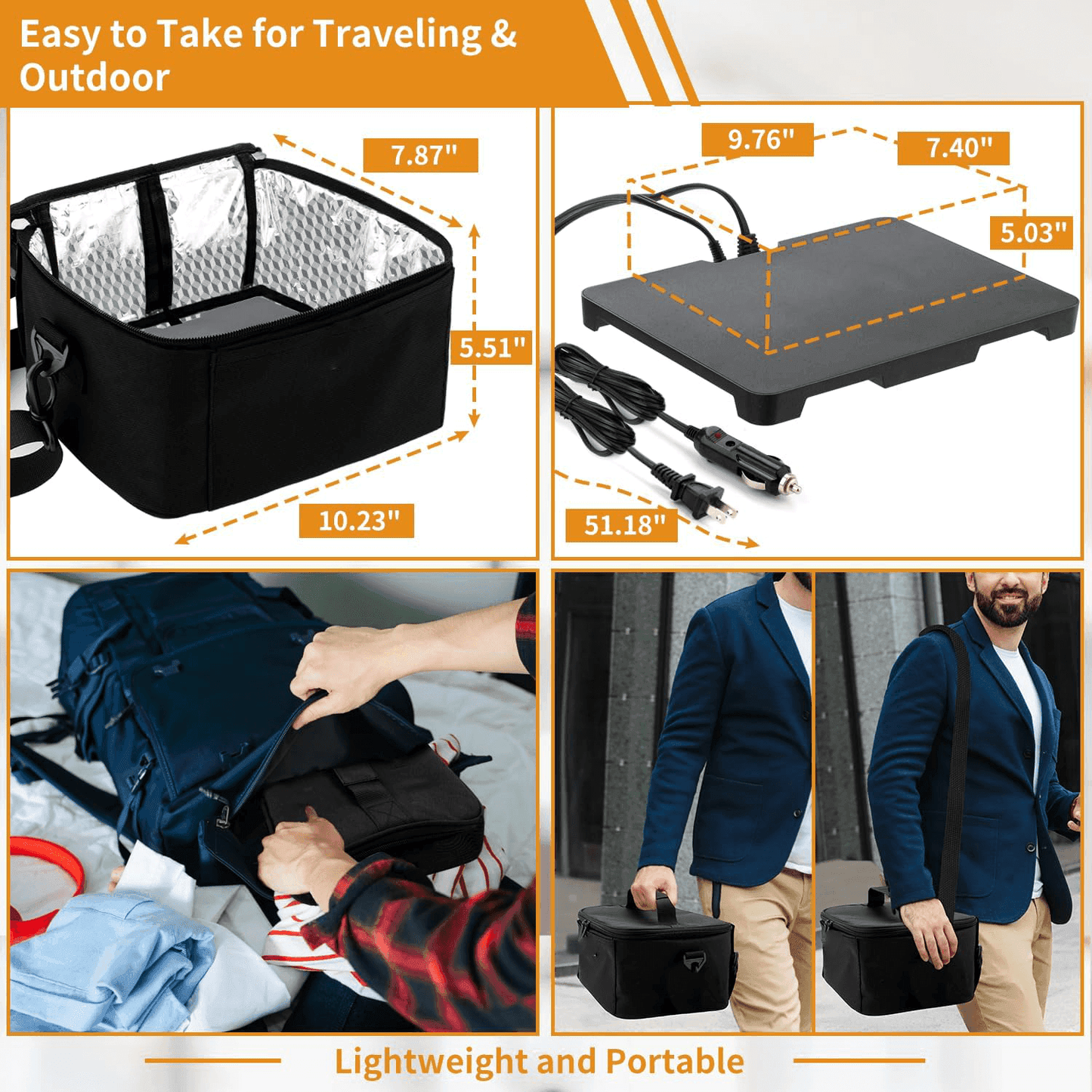 HeatGo Pro – Elektrischer tragbarer Lebensmittelwärmer Lunchbox mit 3-in-1 Anschluss | Karnz