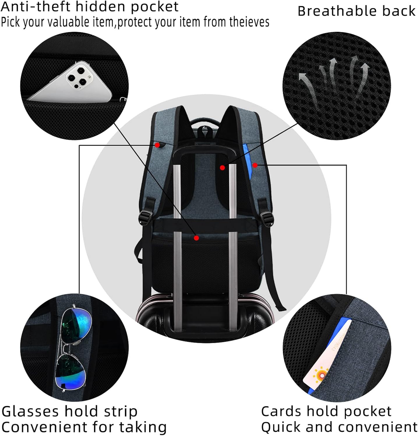 Wasserabweisender Reise-Laptop-Rucksack mit USB-Anschluss & organisierter Aufbewahrung | Karnz
