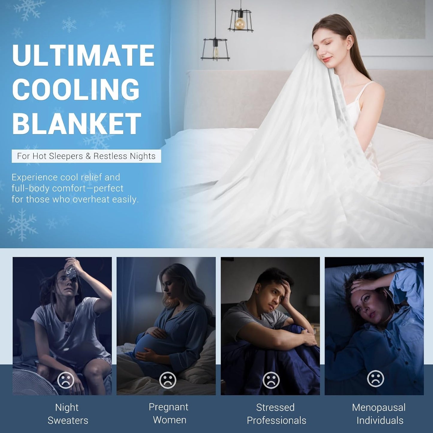 3.0 Kühlstoff Q-max > 0.5 Ultra-weiche weiße gestreifte Decke von Weiß | Karnz