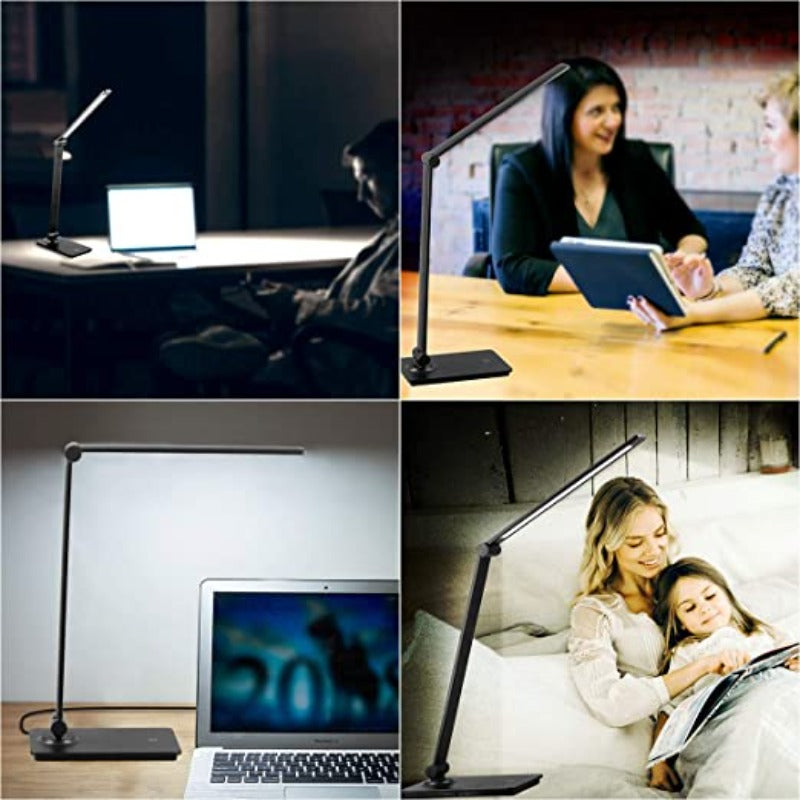LED-Schreibtischlampe, Touch-Control-Schreibtischlampe mit 3 Helligkeitsstufen, dimmbare Bürolampe mit verstellbarem Arm, faltbare Tischlampe für Schreibtisch Schlafzimmer Nachttisch Büro