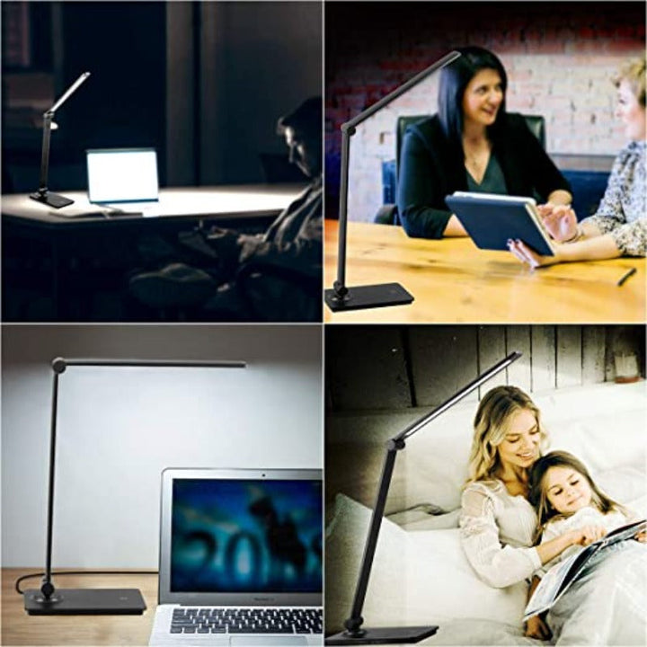 LED-Schreibtischlampe, Touch-Control-Schreibtischlampe mit 3 Helligkeitsstufen, dimmbare Bürolampe mit verstellbarem Arm, faltbare Tischlampe für Schreibtisch Schlafzimmer Nachttisch Büro