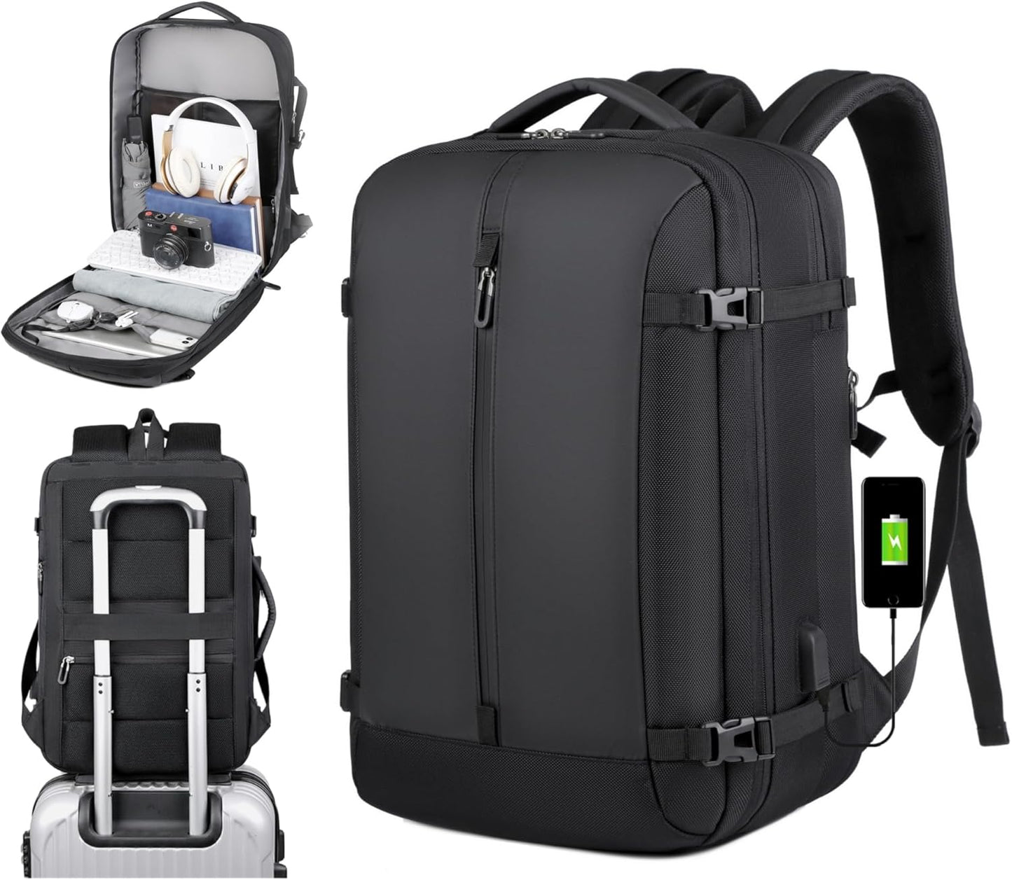 40L erweiterbarer wasserdichter Reiserrucksack mit USB-Anschluss & 17” Laptopfach – AirVoyage | Karnz