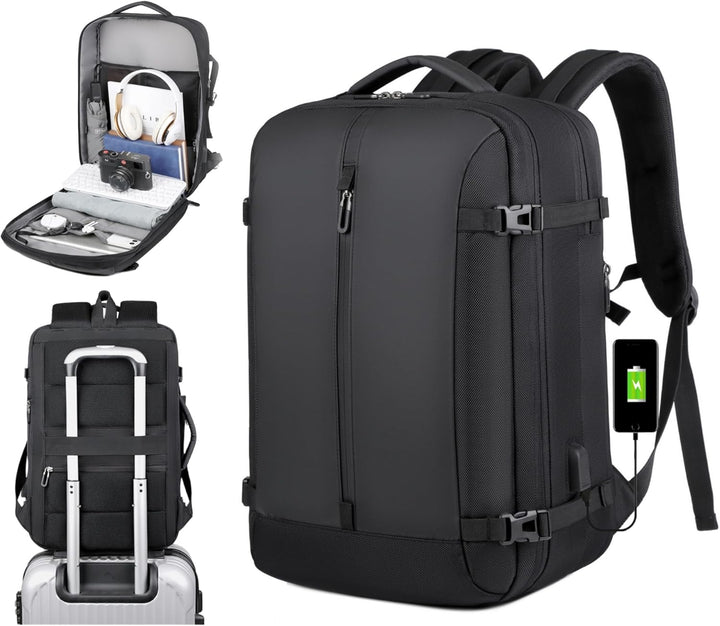 40L erweiterbarer wasserdichter Reiserrucksack mit USB-Anschluss & 17” Laptopfach – AirVoyage | Karnz