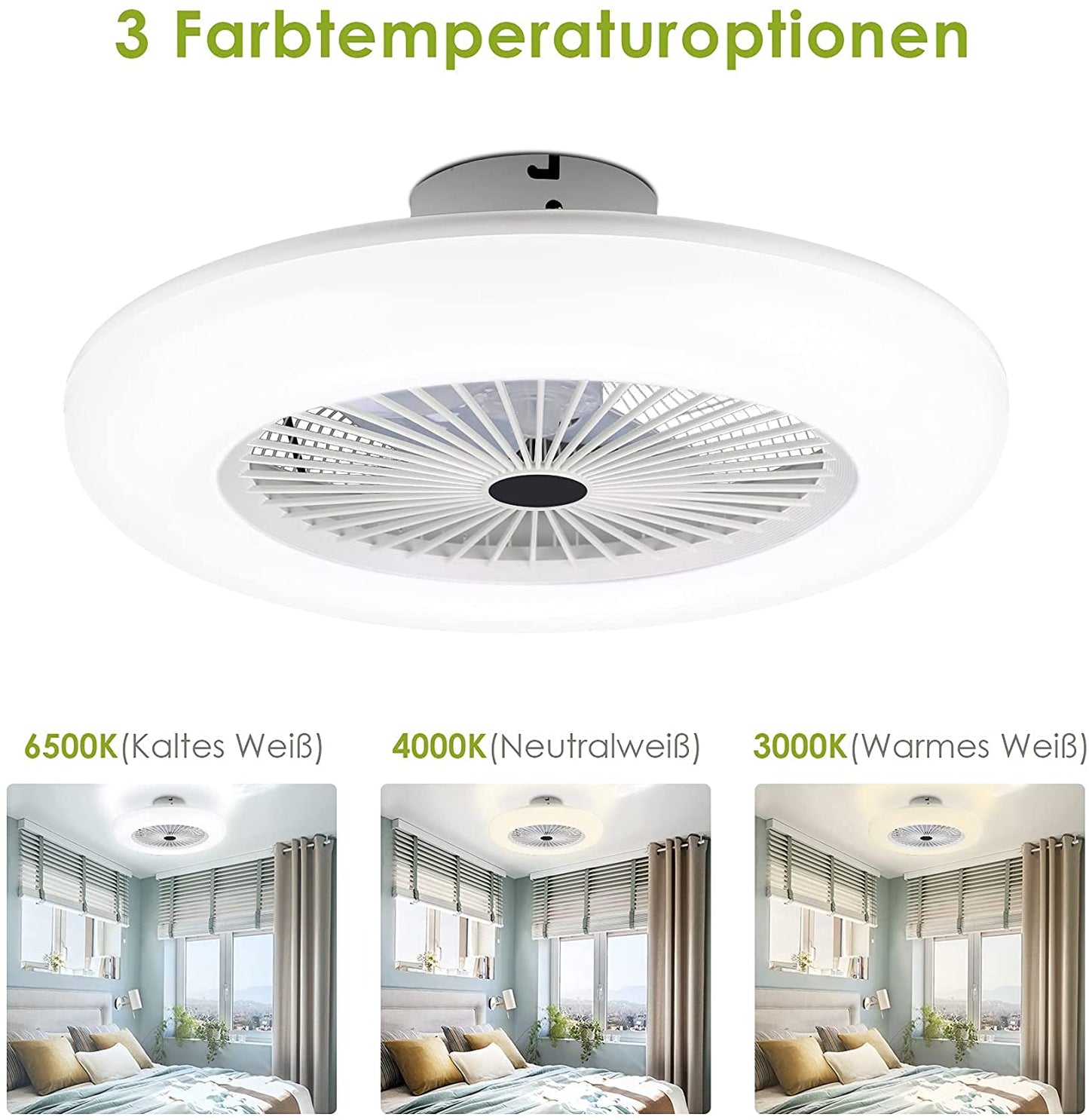 Deckenventilator mit Beleuchtung 80W mit Fernbedienung | Karnz