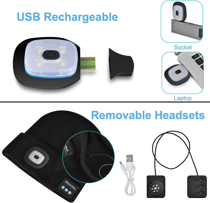 Bluetooth-Mütze mit Licht und kabellosen Kopfhörern