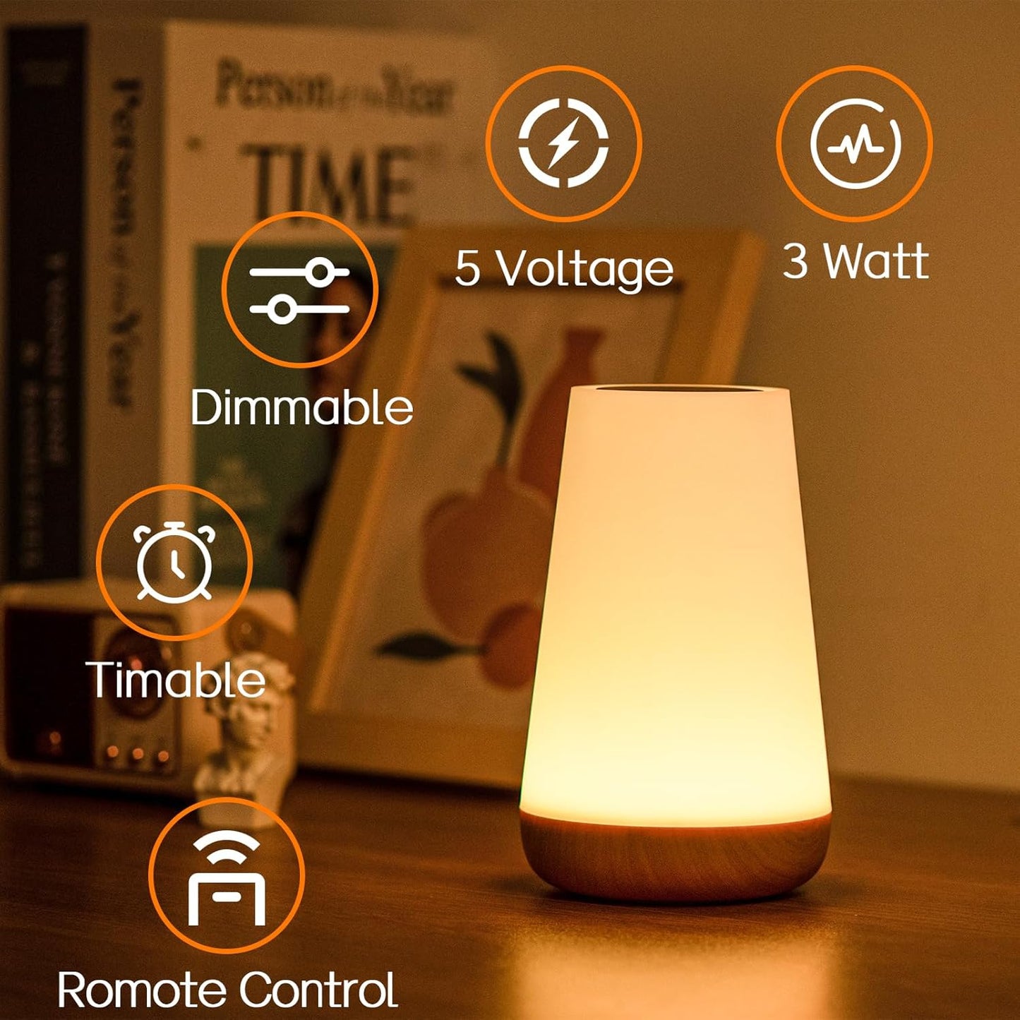 Karnz | Nachttischlampe, LED Touch Tischlampe, 13 RGB Farben wechselnd