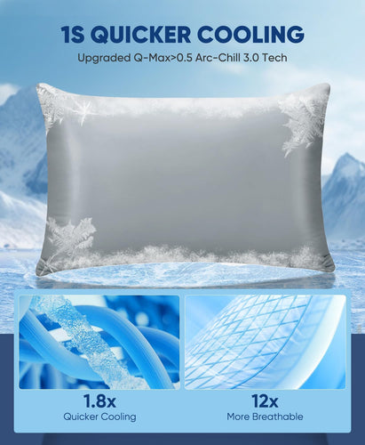 2er-Pack Premium Seiden Super Cooling Dunkelgraue Kissenbezüge – Extreme Q-Max 0.5 | Karnz