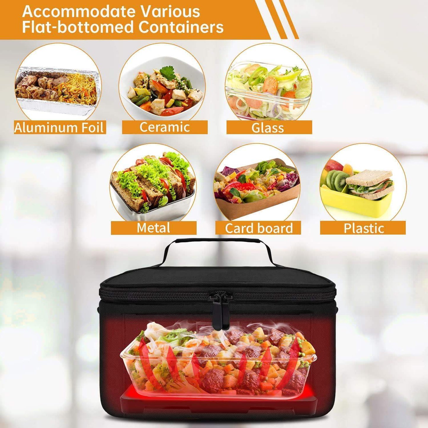HeatGo Pro – Elektrischer tragbarer Lebensmittelwärmer Lunchbox mit 3-in-1 Anschluss | Karnz