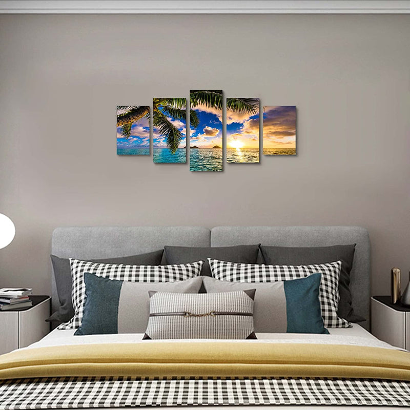 5-teiliges Strand Sonnenuntergang Leinwand Wandkunst Gemälde