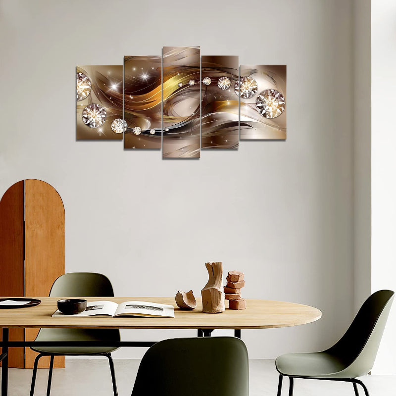 Set mit 5 braunen Diamanten auf Leinwand – Wandbild
