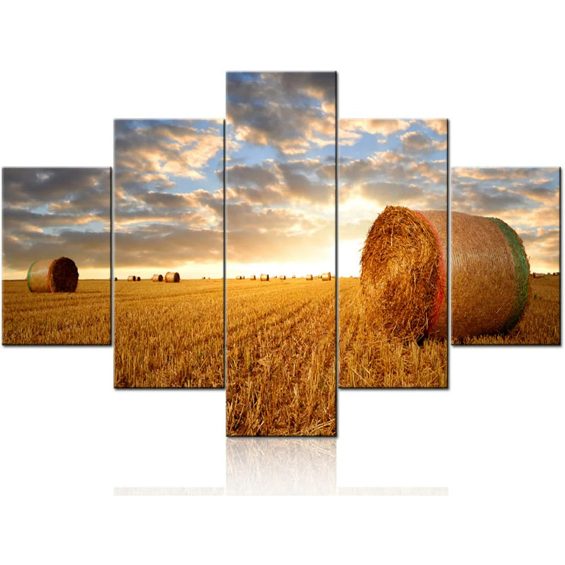 Set mit 5 dekorativen Leinwänden „Sonnenuntergangs-Landschaft“