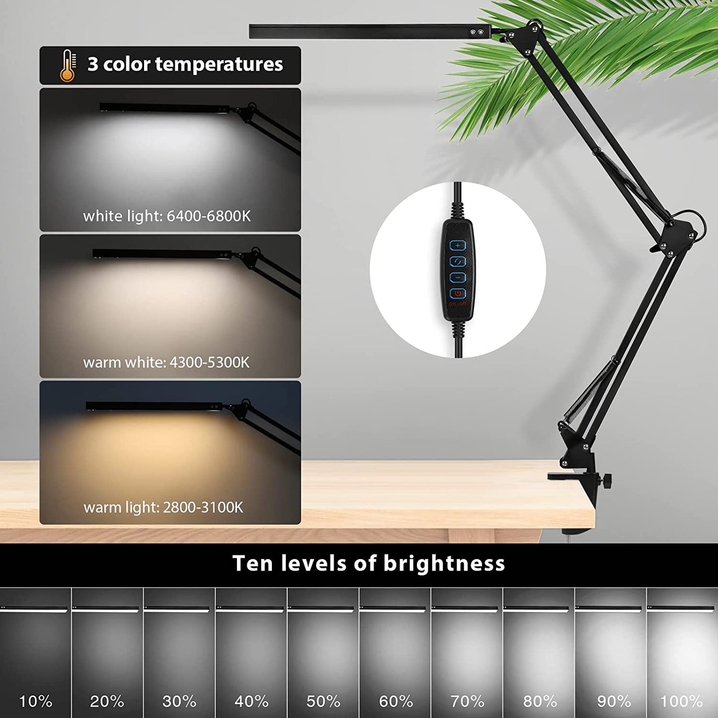 LED Schreibtischlampe Klemmleuchte Dimmbar 10W | Karnz