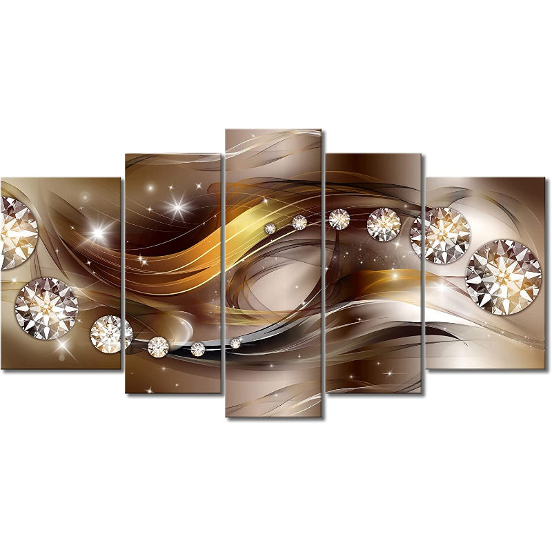 Set mit 5 braunen Diamanten auf Leinwand – Wandbild
