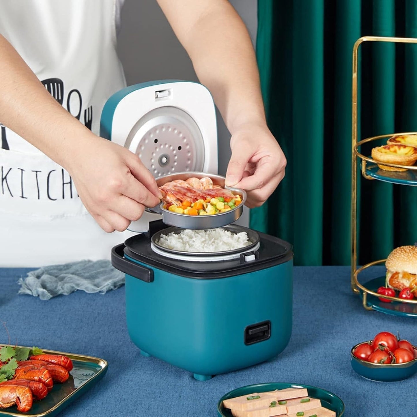 MiniChef 1,2L Reiskocher – Kompakter Multikocher mit Dampfgarfunktion und Ein-Knopf-Steuerung | Karnz