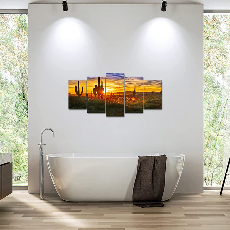Set aus 5 Wandbildern mit Wüsten-Sonnenuntergangsmotiven