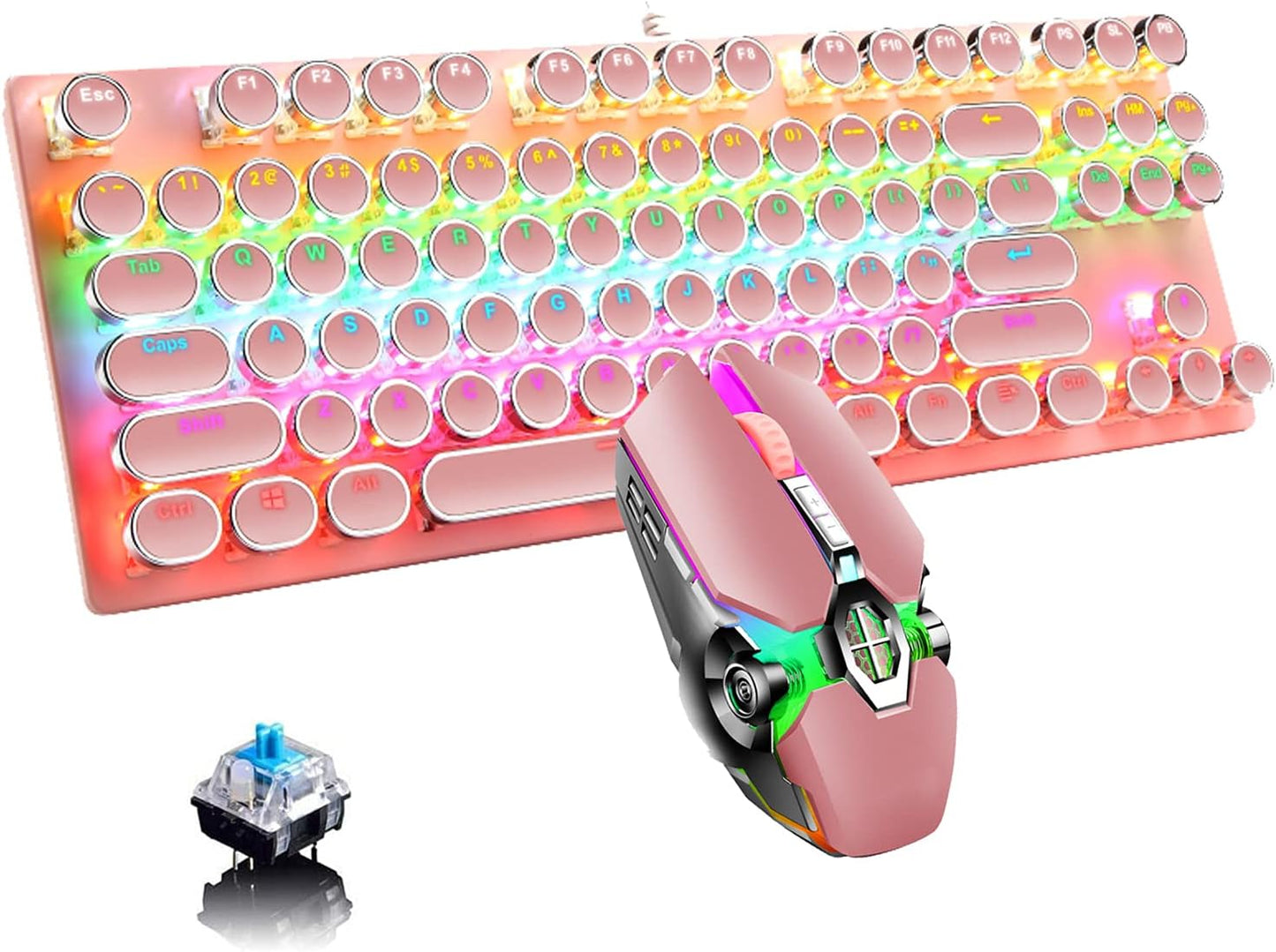 Mechanische Gaming-Tastatur mit 87 Tasten, RGB-Hintergrundbeleuchtung und blauen Schaltern