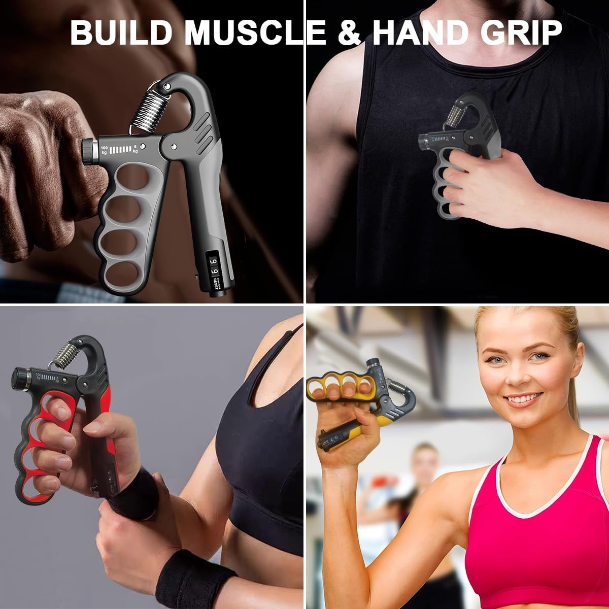 Verstellbarer Handtrainer | 5–100 kg Widerstand | Wiederholungszähler | Rutschfeste Griffe