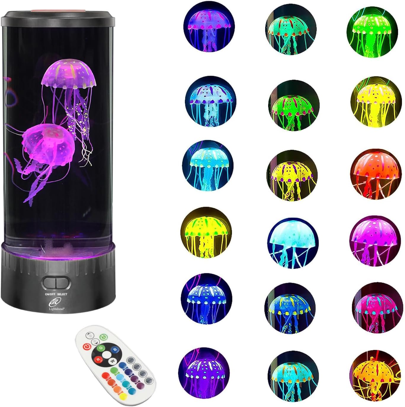SerenitySphere - LED Aquarium-Quallelampe | Beruhigende Lava-Lampe mit 7 Farben | Atmosphärische Beleuchtung | Karnz