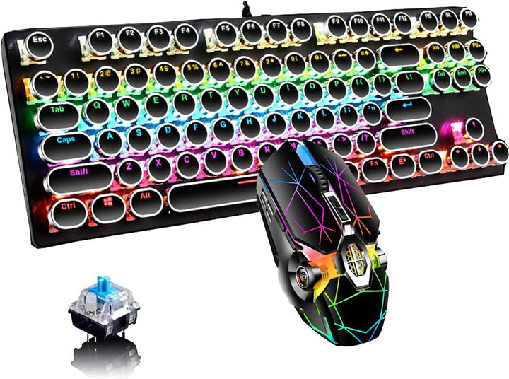 Mechanische Gaming-Tastatur mit 87 Tasten, RGB-Hintergrundbeleuchtung und blauen Schaltern