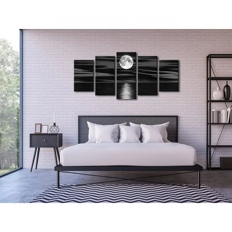 Set mit 5 dekorativen Leinwandbildern zum Thema Vollmond